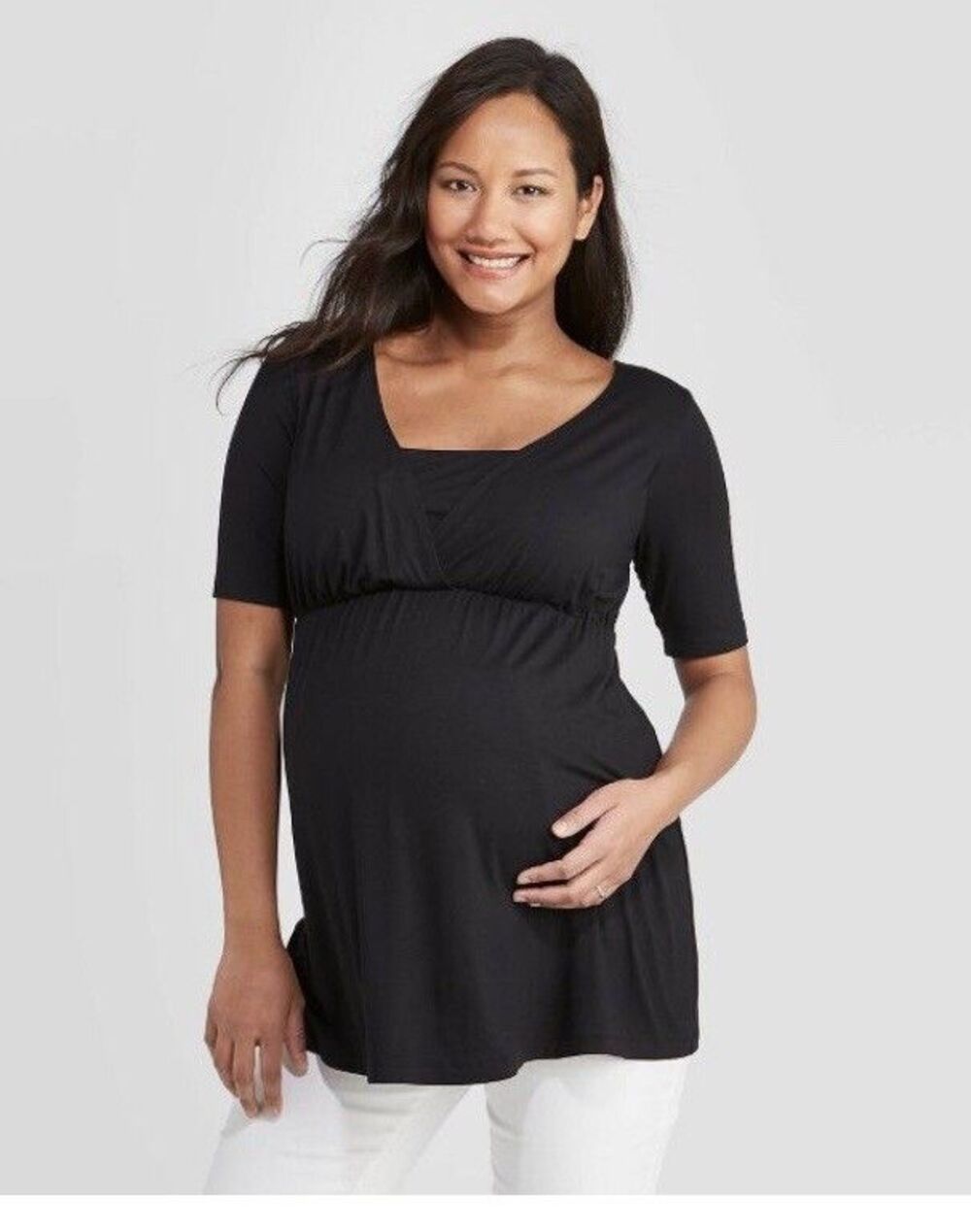 Maternity Tunic Top Black Size XL Ingrid and Isabel Baby Doll Nursing Casual
